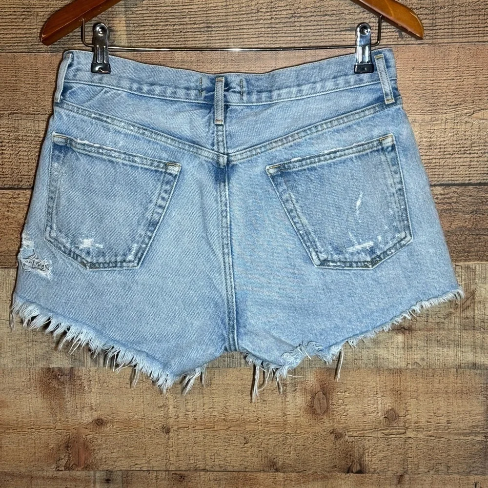 AGOLDE Parker Cut Off Jean Shorts Distressed High-Waisted size 28 Light Wash